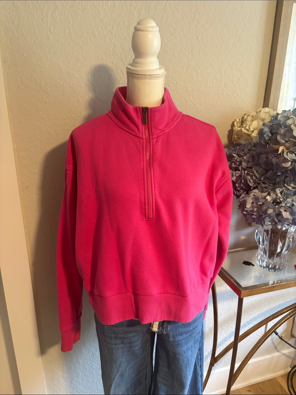 Zella pink half zip funnel neck sweatshirt . Large